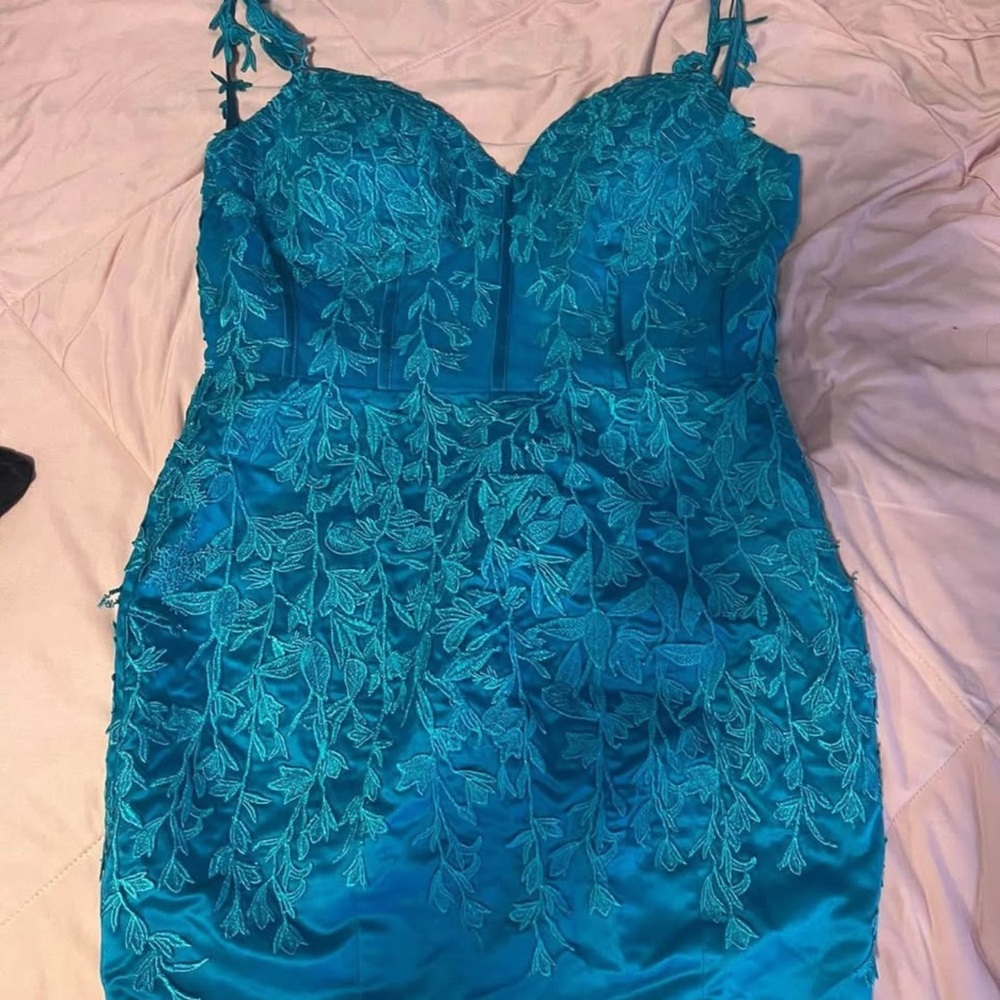 Elegant Teal Lace Dress